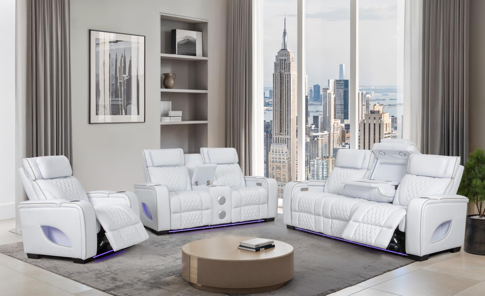 All Star White Power Recliner with Power Headrest (L663-R)